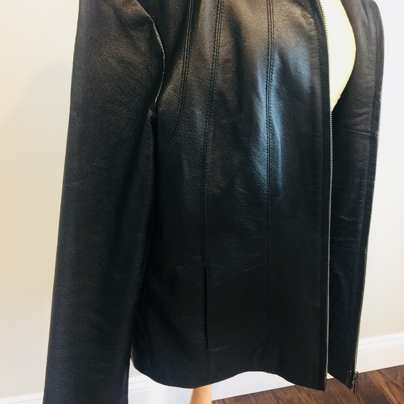 100% Genuine Leather Black Moto Jacket - NWOT - Picture 4 of 8